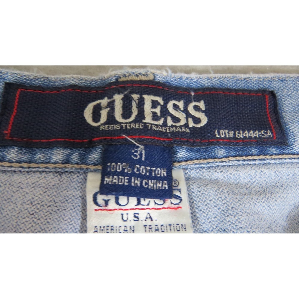 VTG Guess Jeans Mens 31 Light Wash Straight Leg Cotton Denim Classic USA Y2K 90s - Picture 3 of 12